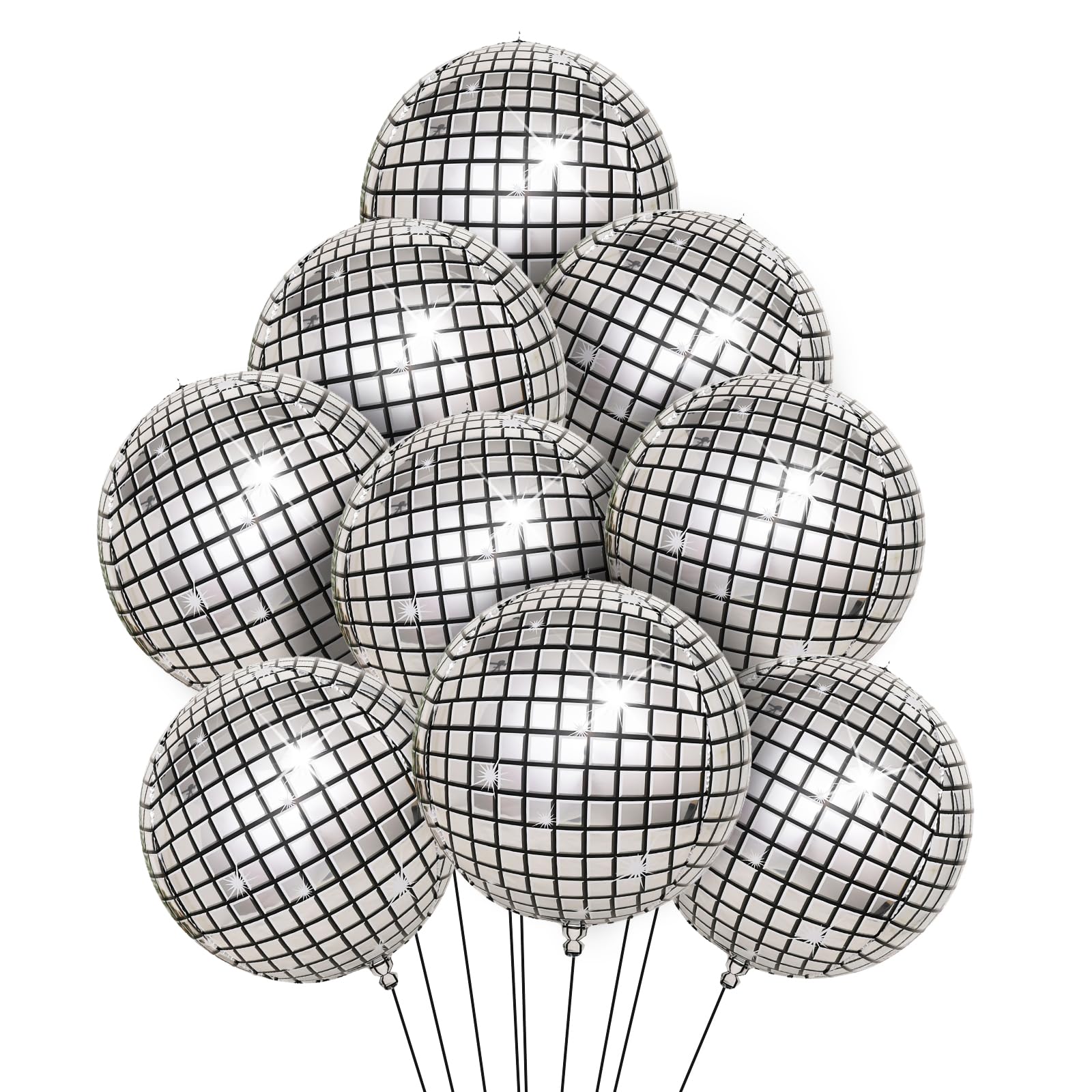 Luftballons Geburtstag,Helium Ballons,9 Stück Discokugel Luftballon,22 Zoll 4D Ballons Geburtstagsdeko,folienballon geburtstag,für Disco Mottoparty Geburtstag party deko Silvester Deko 2025 Dekoration