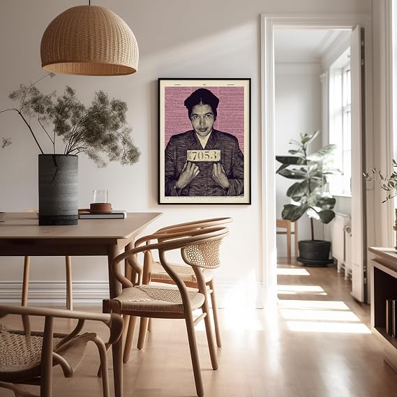 Poster Master Parks Mugshot Print - Retro First Lady of Civil Rights Poster - Dictionary Art - American Activist Wall Design - Great Bedroom or Living Room Wall Decor - 8x10 UNFRAMED Wall Art