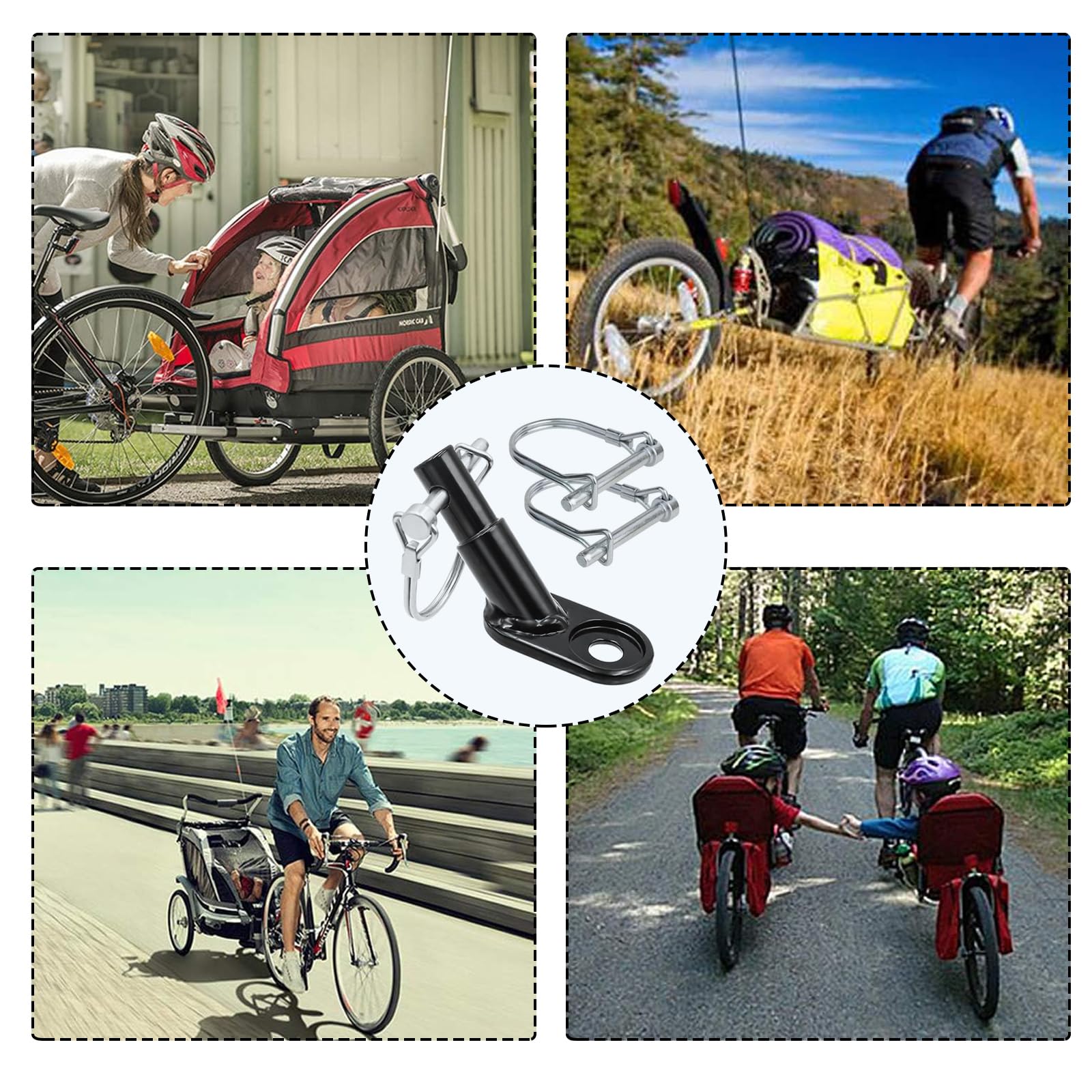 Attelage de Remorque de Vélo, Attelage de Remorque de Vélo, Haute Stabilité de Conduite, pour Remorques pour Enfants, Remorques de vélo, Remorques pour Chiens (avec 2 Goupilles de Verrouillage)