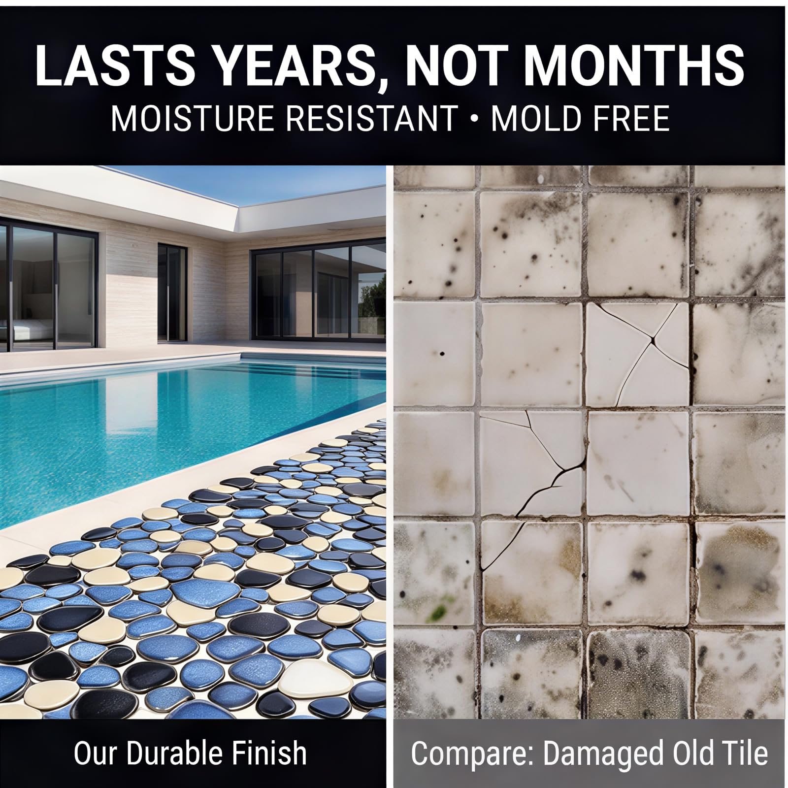 5 fogli di piastrelle in ceramica, 30,5 x 30,5 cm, colore: azzurro