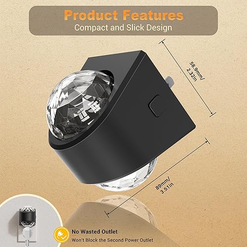 Miniatura 4 de JandCase Luces nocturnas enchufables a la pared, paquete de 2 proyectores de estrellas RGB con 9 cambios de color, luz nocturna automática de