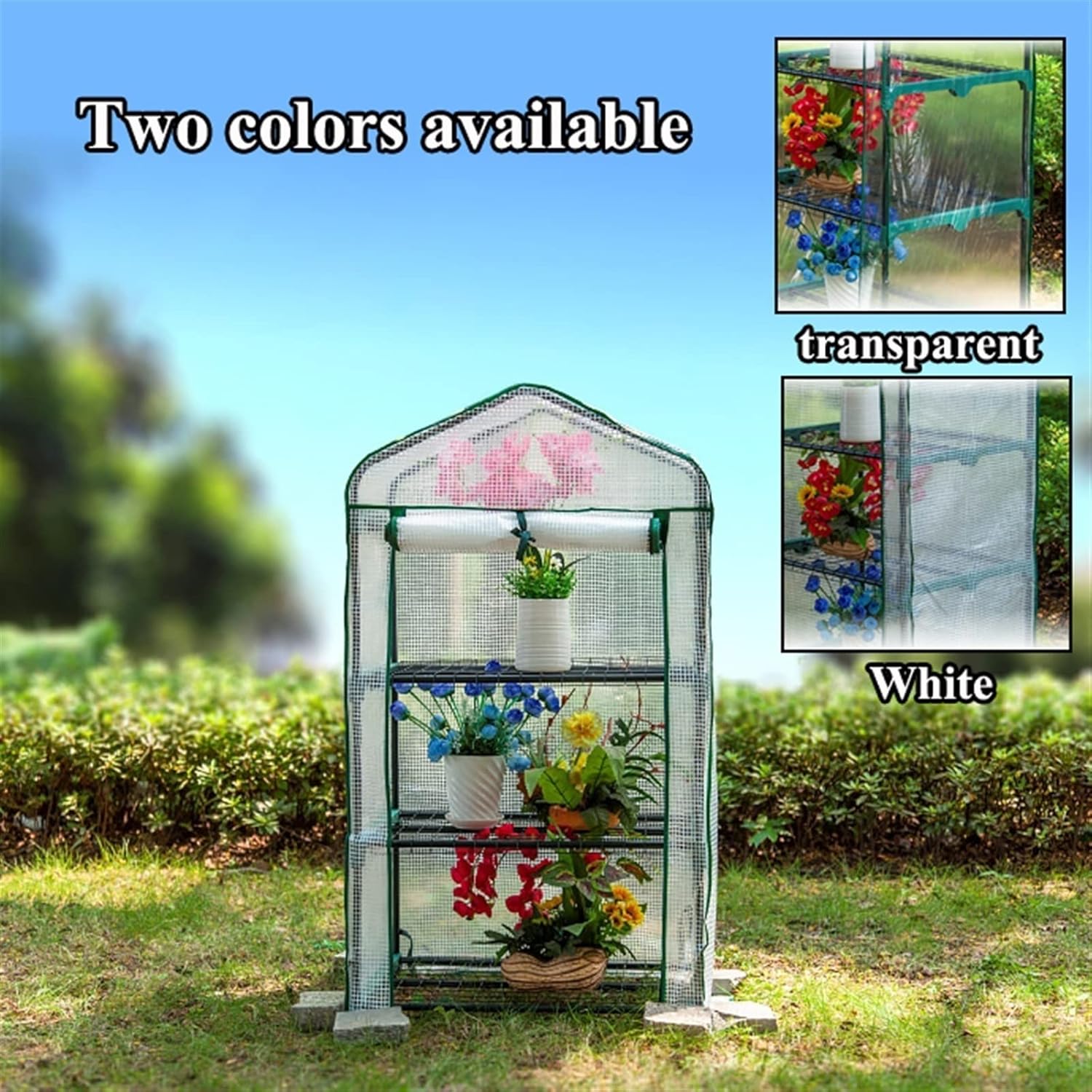 Greenhouse for Tomato Film, wintering Tent for Plants, Multi-Purpose Green Houses with roll-up Door, Space-Saving, Cold Frame, Vegetables, Flowers, Fruit, Garden