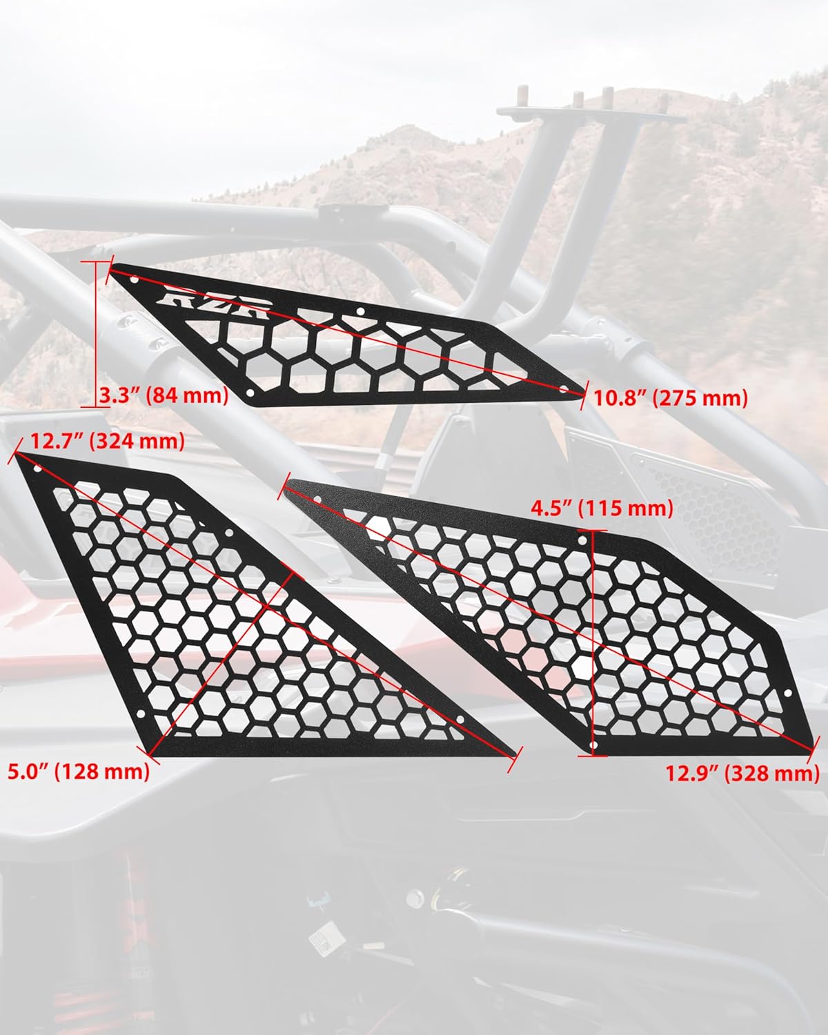 Aluminum Air Intake Cover Grill for RZR PRO XP XP4/ RZR Turbo R R4/ RZR PRO S S4 2020-2025 Accessories, Pre-Filter Metal Mesh Engine Side Vent Black Inlet Protection Cover Bezel Kit(6PCS)