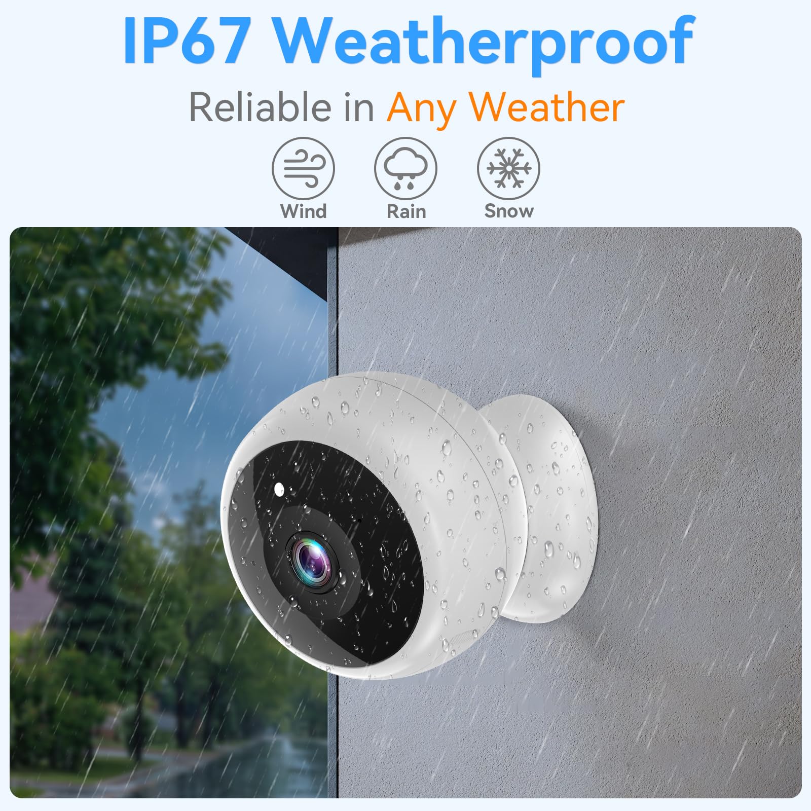 Thybro Telecamera di sicurezza magnetica wireless, video HD 2K, rilevamento del movimento AI, alimentazione a batteria, audio a 2 vie, visione notturna a colori IR, impermeabile, sorveglianza esterna