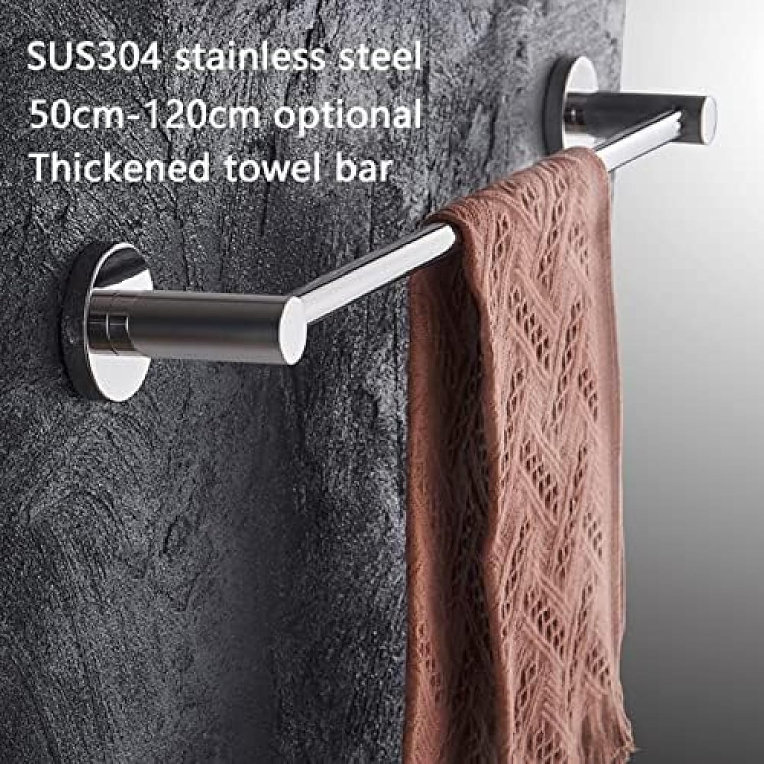 Portasciugamani Singolo, Portasciugamani Multi-Misura da 30 Cm A 120 Cm per Bagno, Portasciugamani da Cucina, Asta Portasciugamani con Finitura Lucida, 90cm