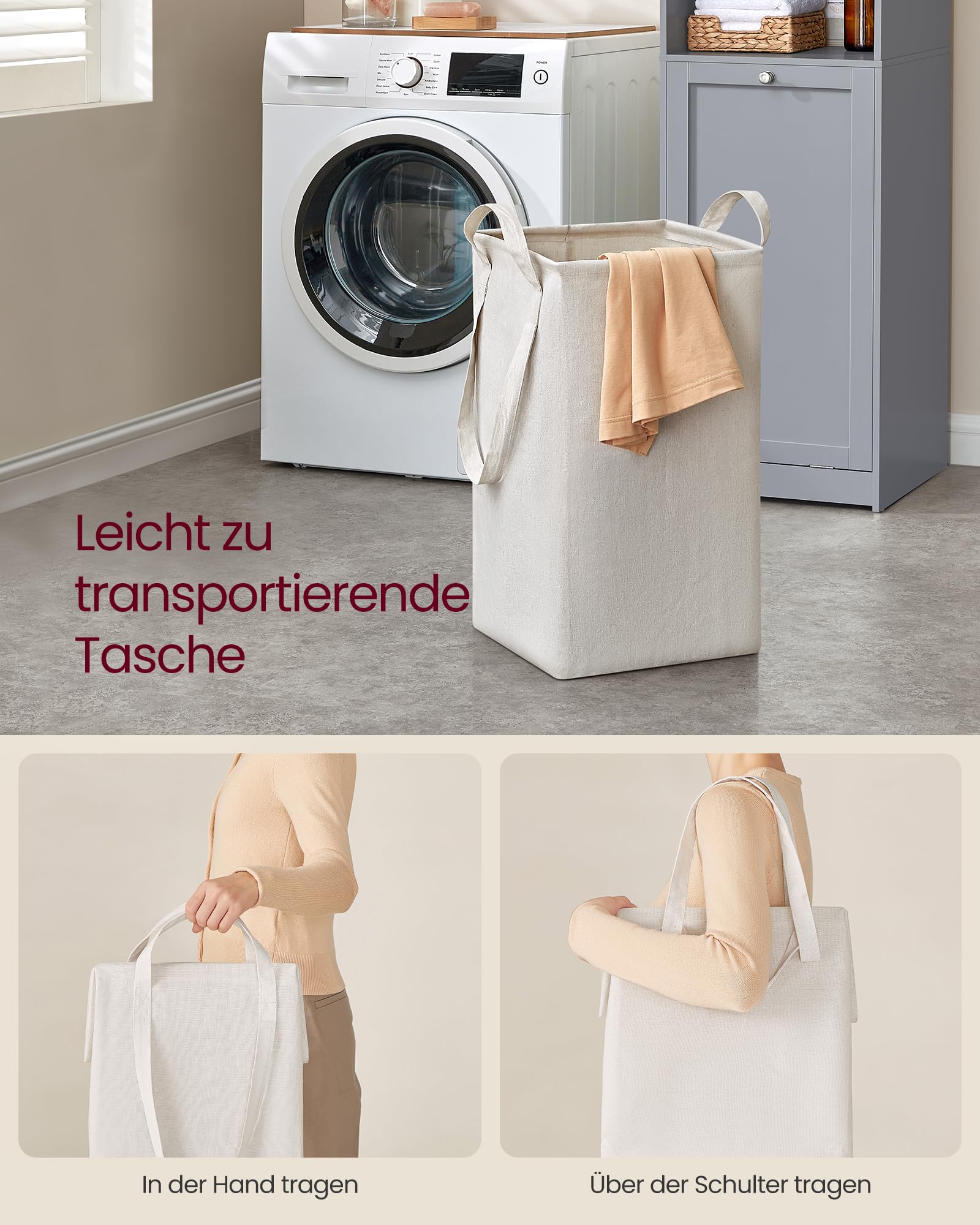Vasagle Badezimmerschrank mit Wäschekorb – Bild 4
