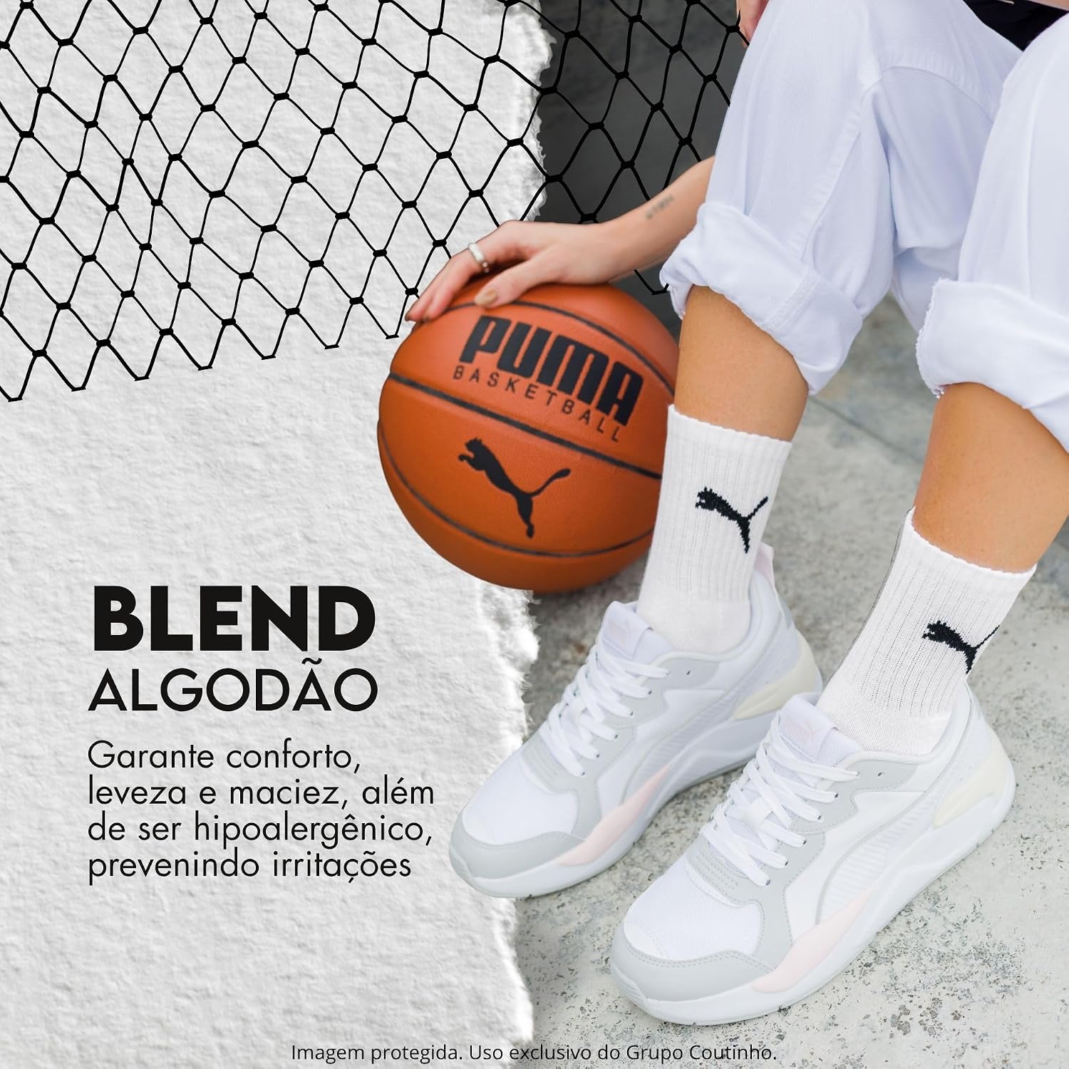 Kit 3 Pares de Meia Puma Cano Médio Esportiva Sola Atoalhada Feminina Adulto Kit 3 Pares de Meia Puma Cano Médio Esportiva Sola Atoalhada Feminina Adulto