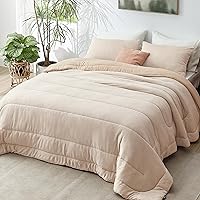 Vista 26 de Bedsure, juego de edredón tamaño king - Ropa de cama suave color taupe para todas las estaciones, juego de cama teñido catiónico, 3 piezas, 1