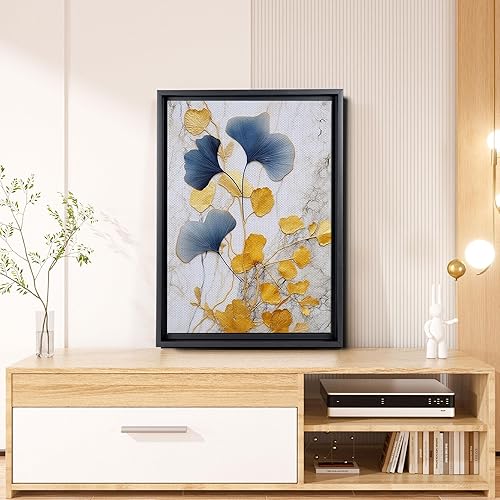 Miniatura 4 de Gold Turquoise Ginkgo Leaf Print, Captivating Plants Wall Art, Ginkgo Biloba Leaf Print Painting, Embrace the Serenity of Nature