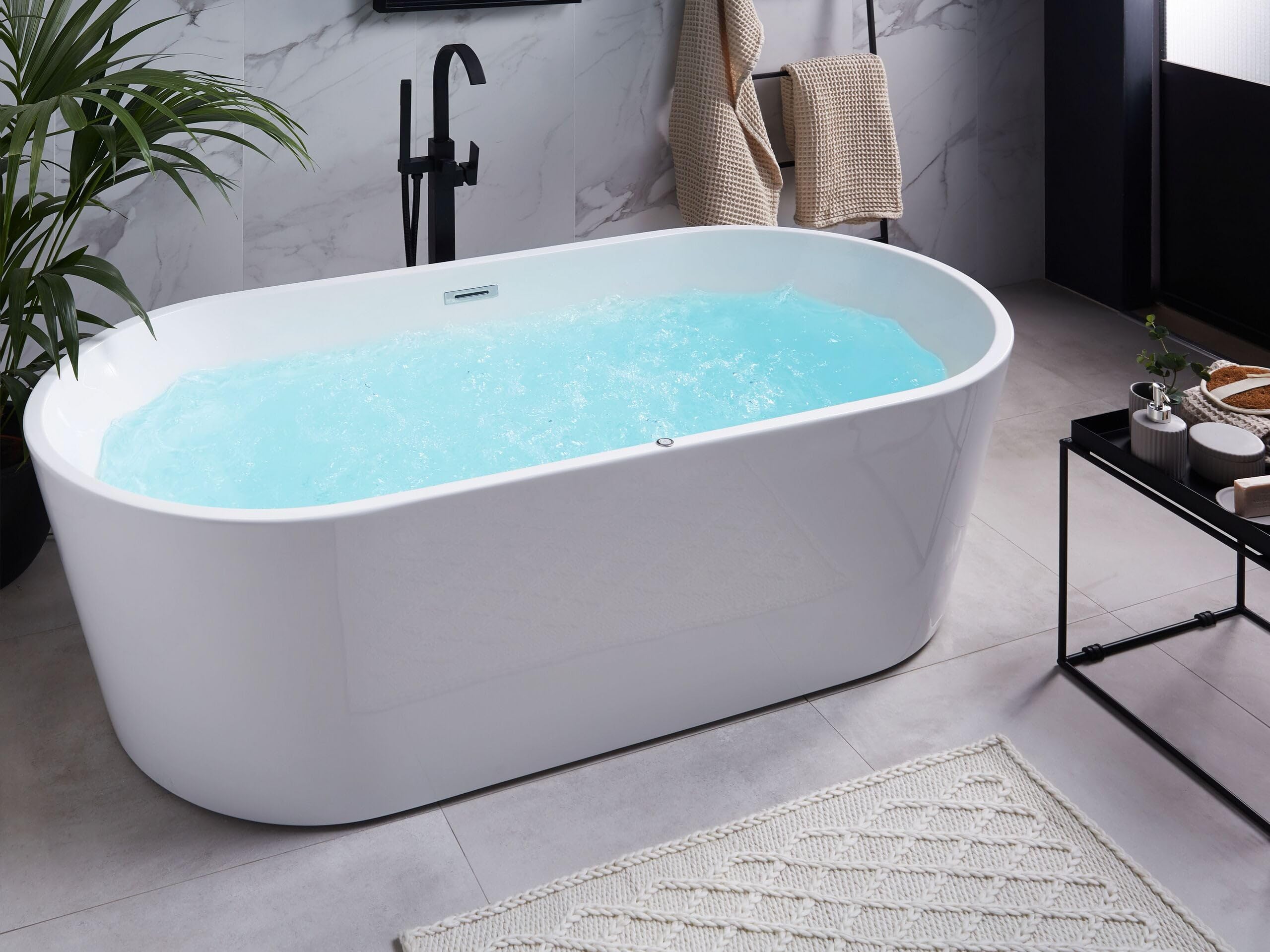 Vasca da Bagno Idromassaggio Ovale in Acrilico Bianco 170 x 80 cm