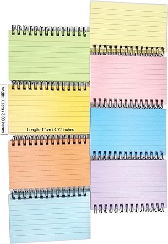 Miniatura 2 de 8 paquetes de tarjetas de índice, tarjetas de registro flash de revisión encuadernadas en espiral a rayas, papel para tomar notas, 8 colores, 5 x 3