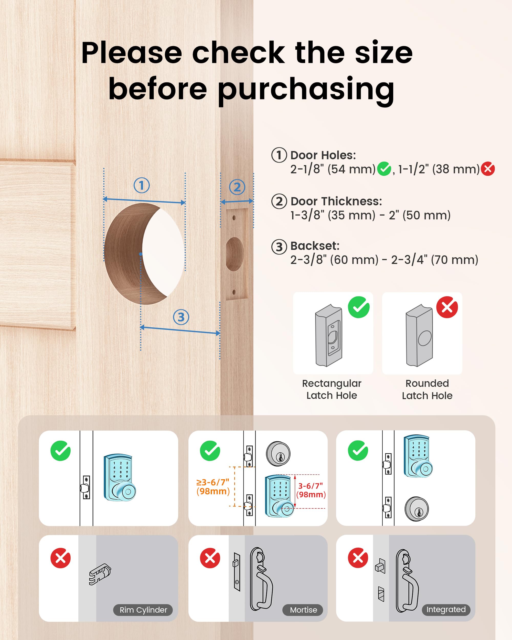 Hidalife Serratura per porta d'ingresso senza chiave, manopola con maniglia, serrature intelligenti per porta d'ingresso, garage camera da letto casa, touchscreen, one-slide per modalità passaggio,