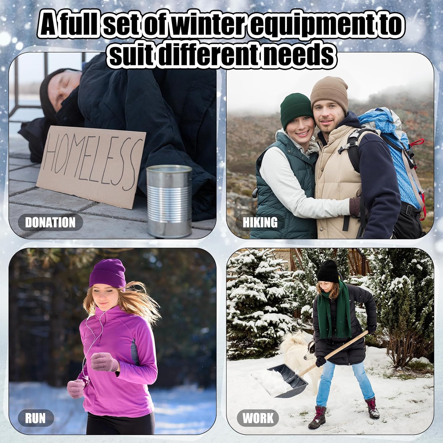 Suhine Winter Hat Scarf Gloves Set Warm Fleece Scarves Touch Screen Gloves Winter Knit Beanie for Women Men Donation Homeless - Image 6