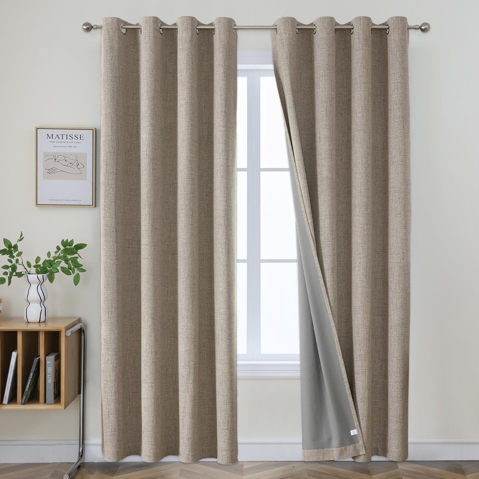Joydeco 100% Blackout Lined Curtains Bedroom 96 Inch Drop - Image 2