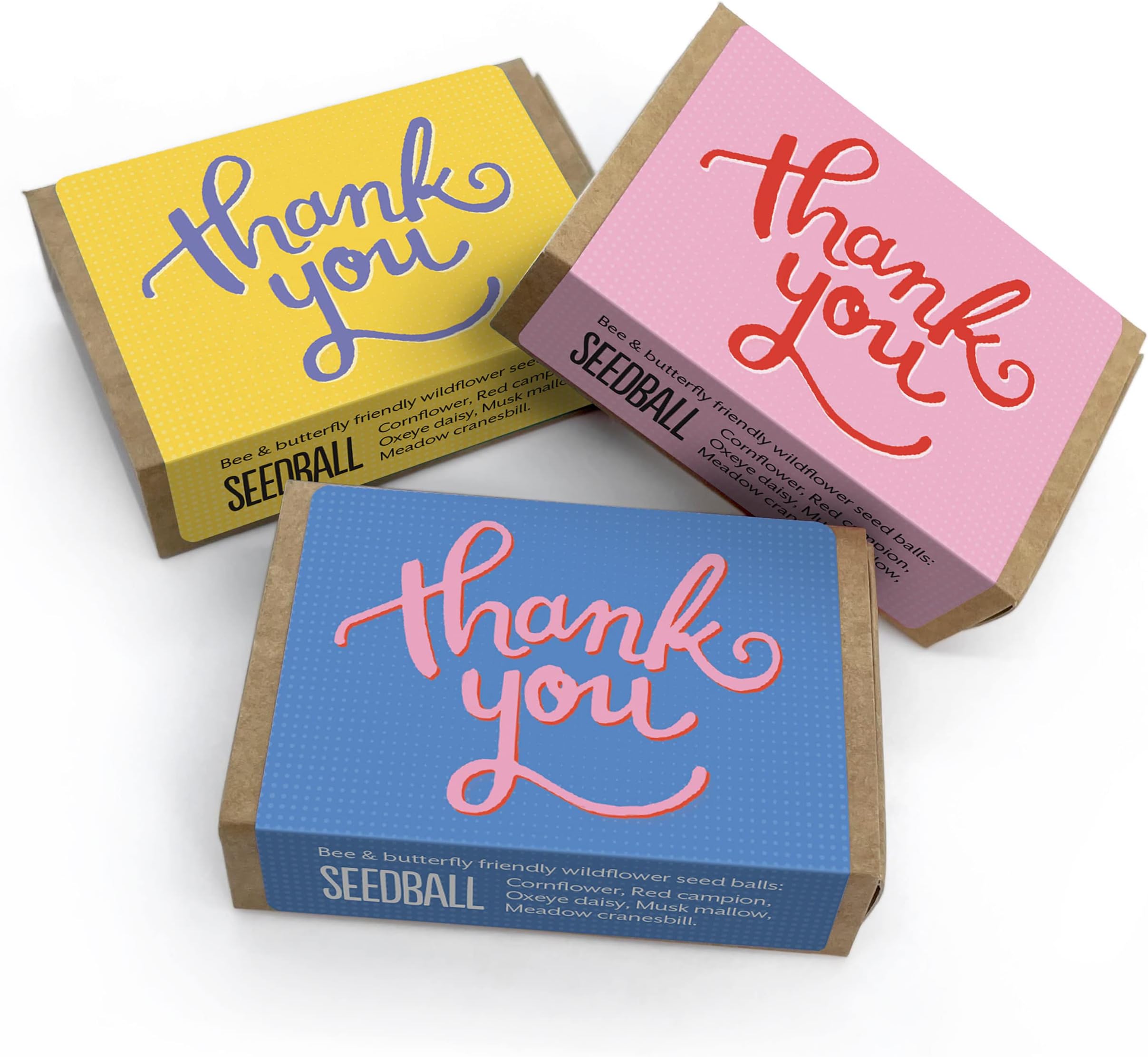 SEEDBALL Thank You Gift Wildflower Seed Bombs (Pack of 3), Eco Friendly British Wild Flower Seed Mix for Bees, Birds & Garden Wildlife, Gardening Gift for Women & Wildlife Supporters - 6 Balls Per Box