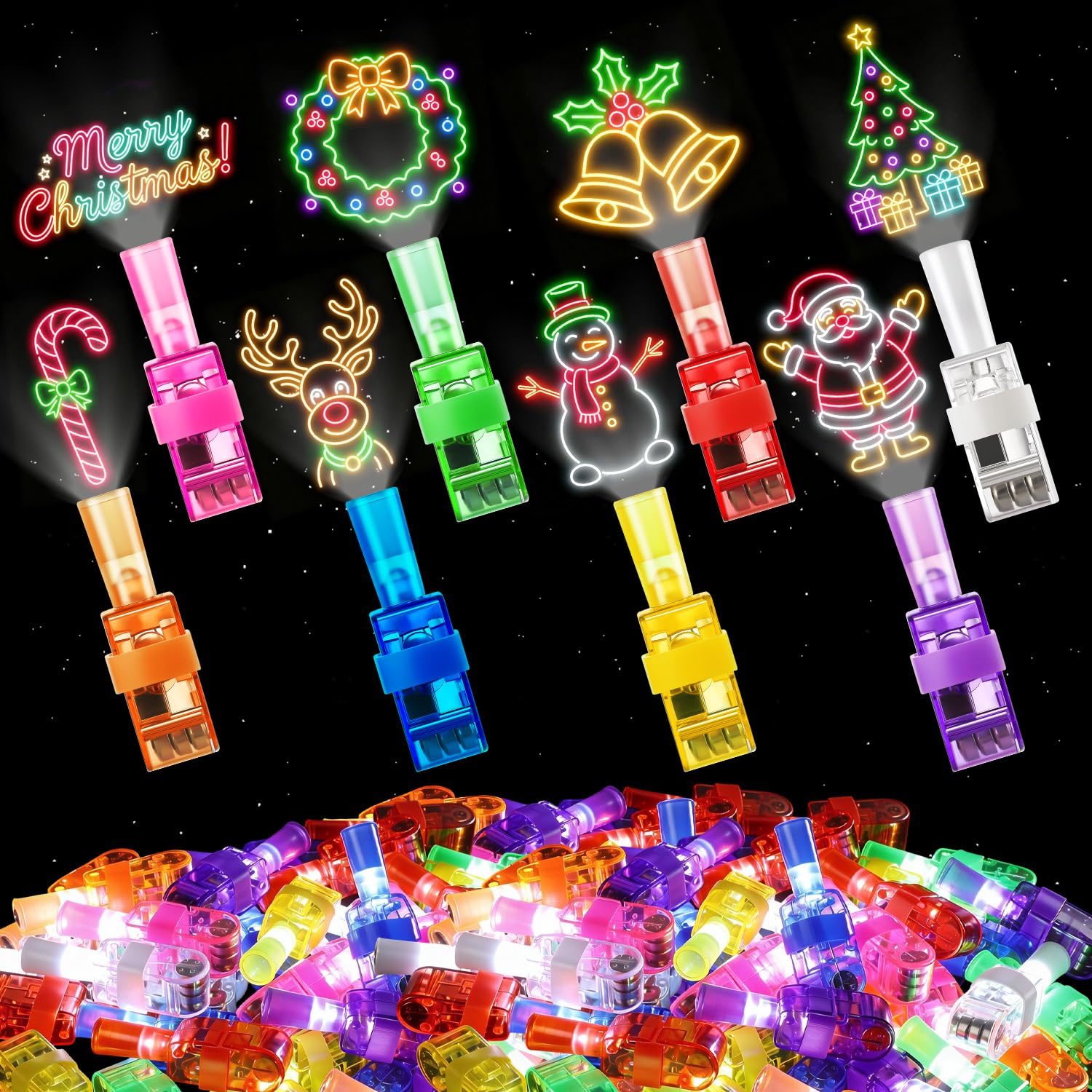 80Pcs Natale Finger Lights Party Favors Light Up Giocattoli Bulk