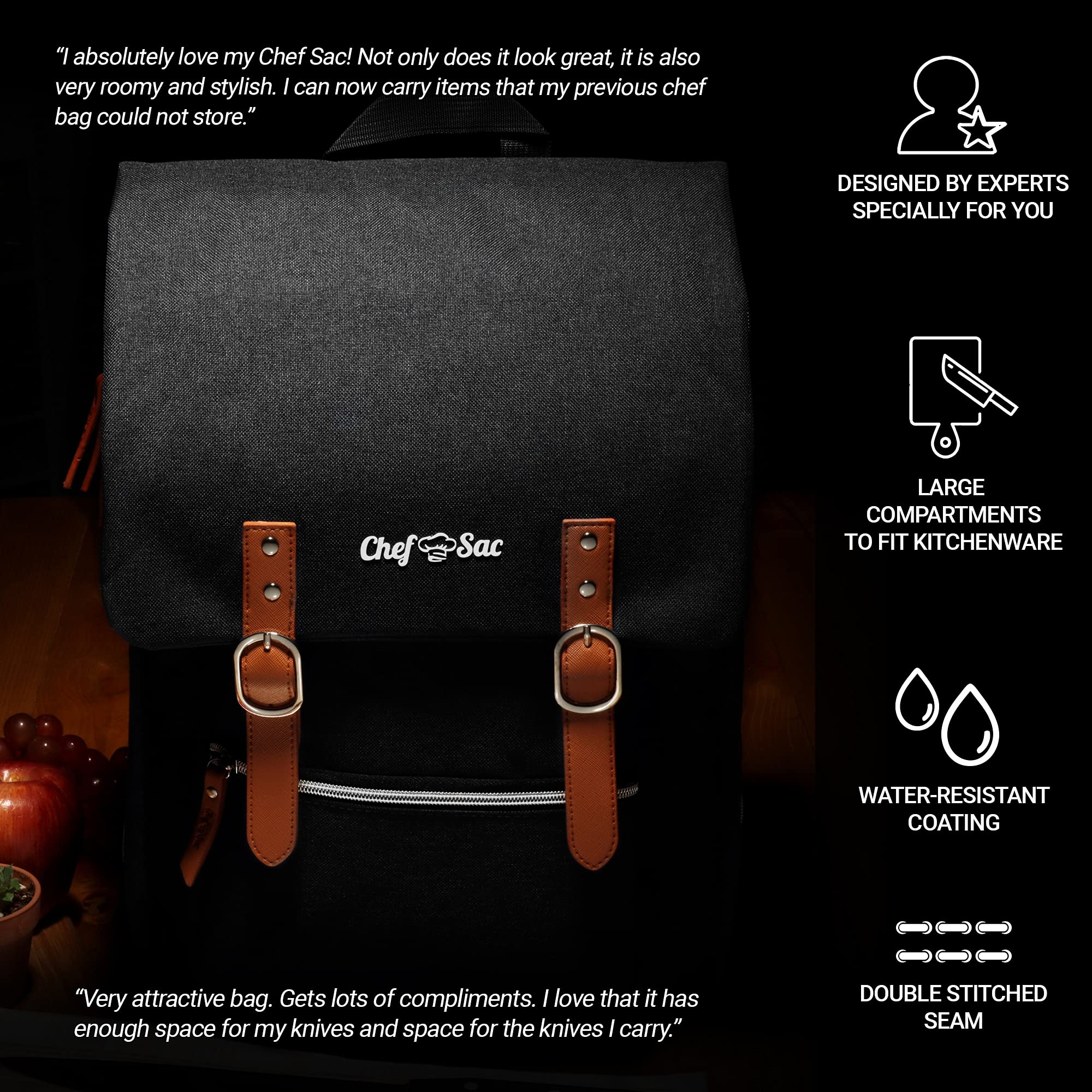 Chef Knife Bag Vintage Backpack 30+ Pockets for Knives and Chef Tools