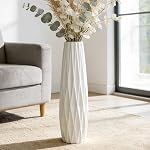 Ceramic White Floor Vase 17.7 Inches Tall Flower,Large Vases for Shelf Home Decorative Table Centerpieces Living Room Branches Sky-Dried Flower Arrangement Simple Decor Ideal Gift