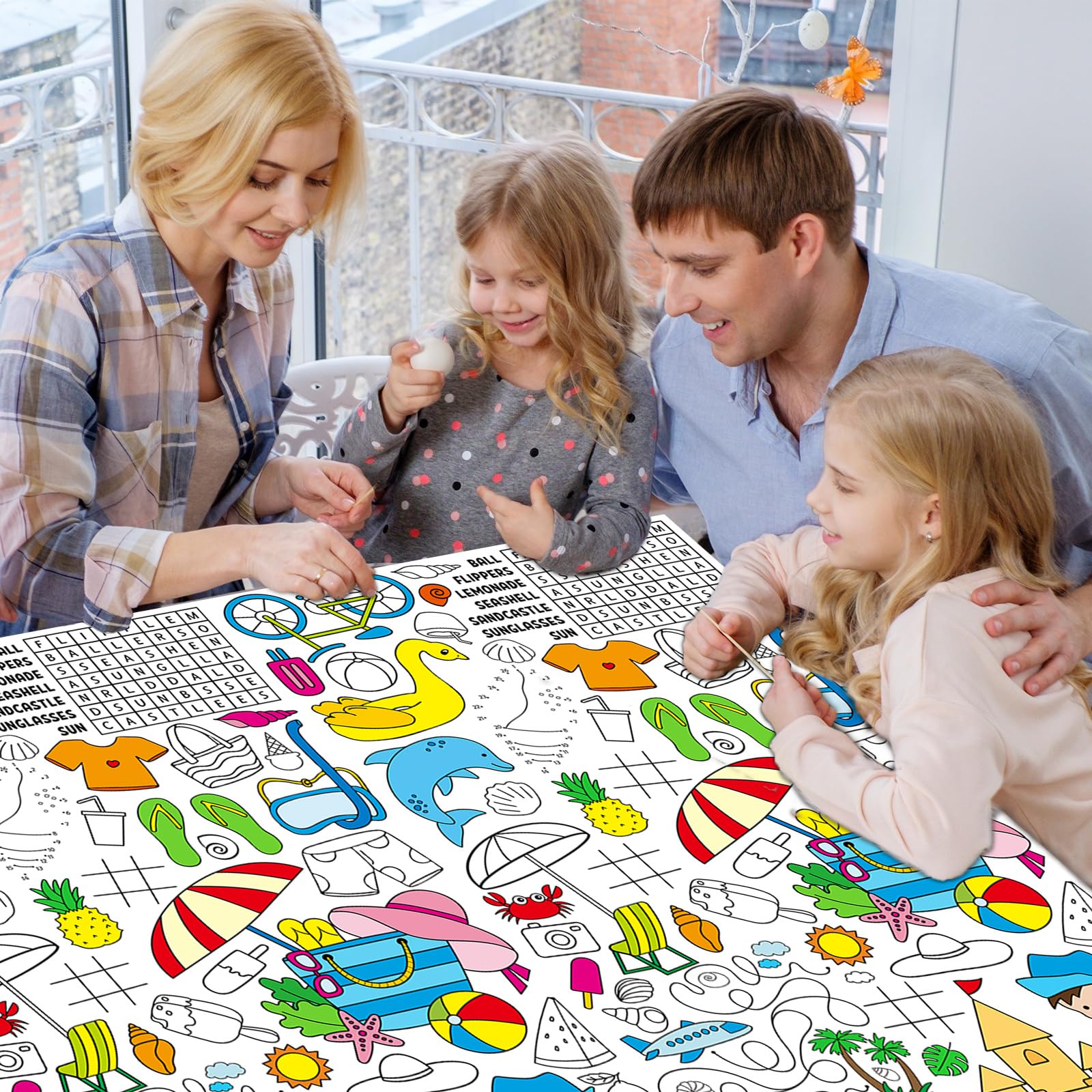 Snapklik.com : Giant Paper Summer Coloring Tablecloth For Kids Large ...