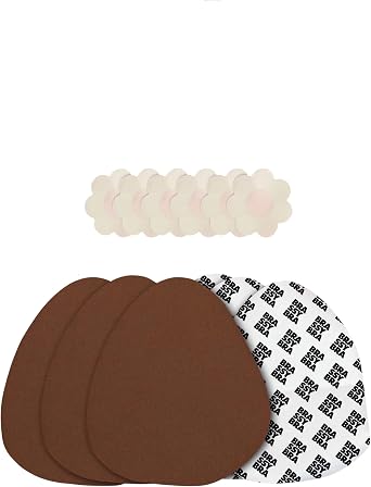 brassybra Strapless Boob Tape for A-G Cups, Strong Breast Lift Tape & Adhesive Bras, Breathable, Sweat-Proof & Waterproof with 3 Pairs Nipple Covers, Bra Tape for All Day Wear Chocolate