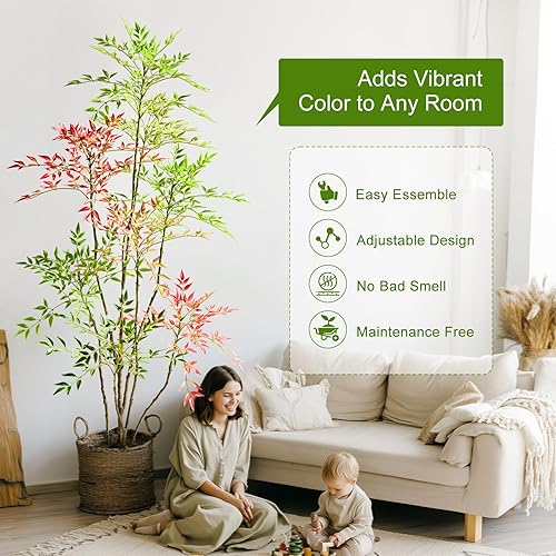 Miniatura 6 de Árbol alto de bambú artificial grande para interiores y exteriores, planta realista de plástico sintético, plantas para casa, sala de estar,