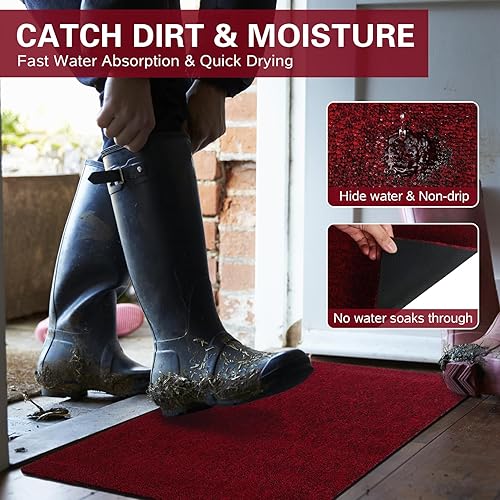 Miniatura 10 de Felpudo de entrada, tapete de entrada para porche, 17 x 30 pulgadas, antideslizante, resistente a la suciedad