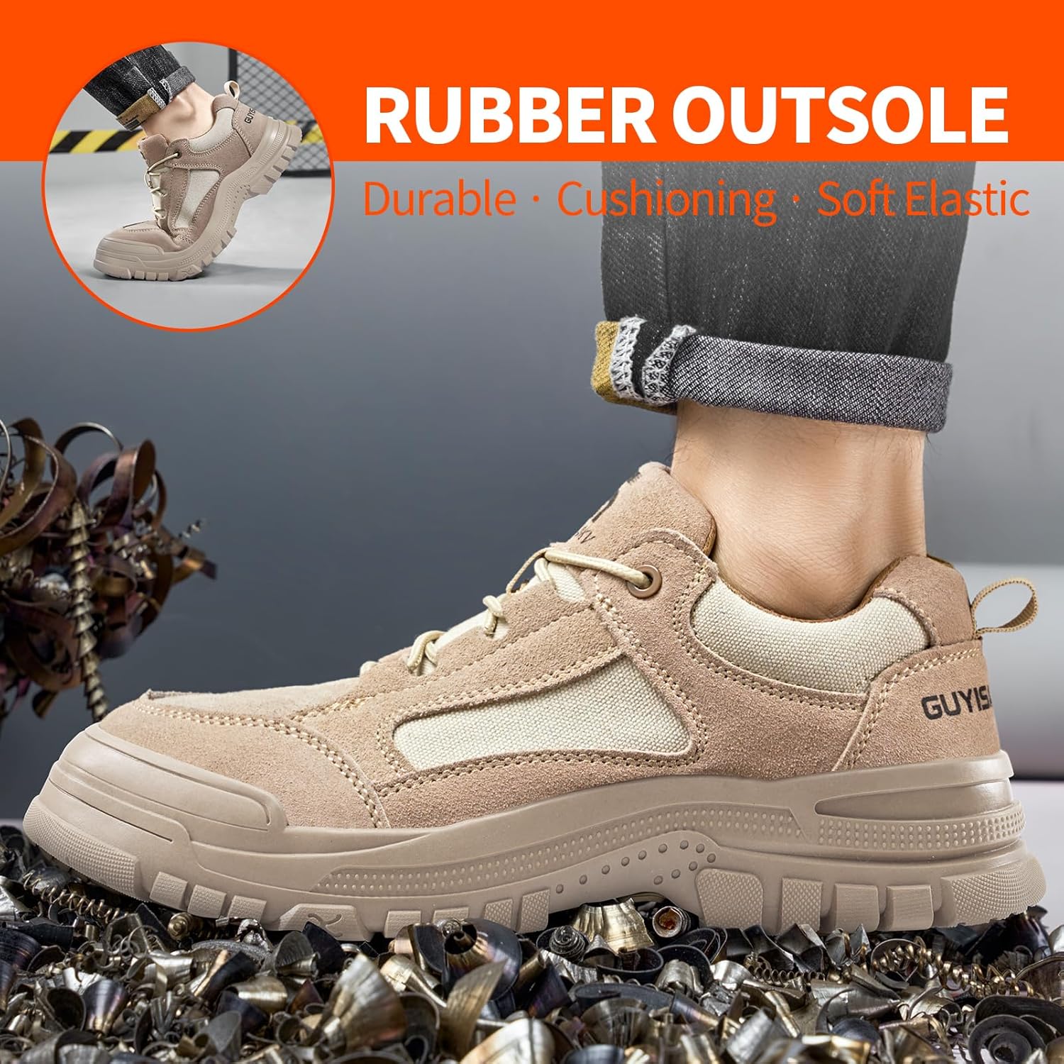 Steel Toe Shoes for Men,Lightweight Work Shoes,Mens Indestructible Safety Boots,Puncture Proof Construction Steel Toe Sneaker. - Image 5