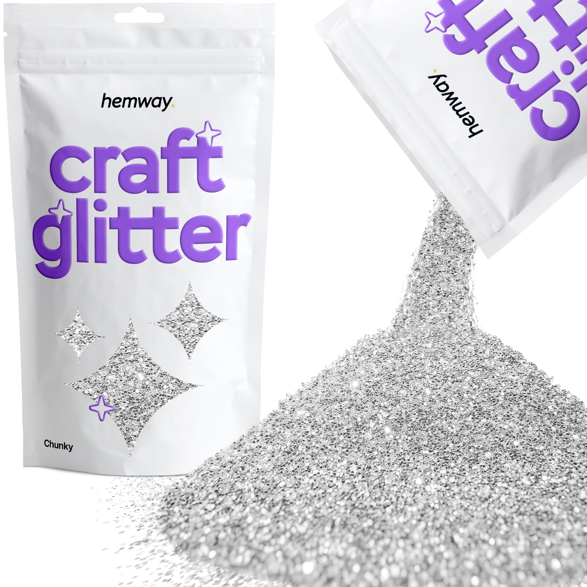 Hemway - Purpurina para manualidades, vasos, resina, epoxi, uñas, cera, álbumes de recortes, cristal, decoración de escuelas: blanco iridiscente, extragruesa (1 mm), 100 g — view 94