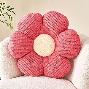 Flower Throw Pillow, Soft Peach Pink 14.9" Shaped Floor Pillow for Home Decor, Cute Aesthetic Plush Decorative Pillows for Bed, Sofa, Couch