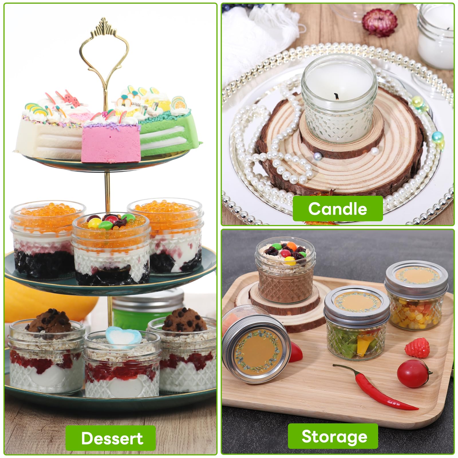 UHAPEER Lot De 12 Pack Pots De Conserve 8OZ, Mason Jars Avec Couvercles, étiquettes, Corde De