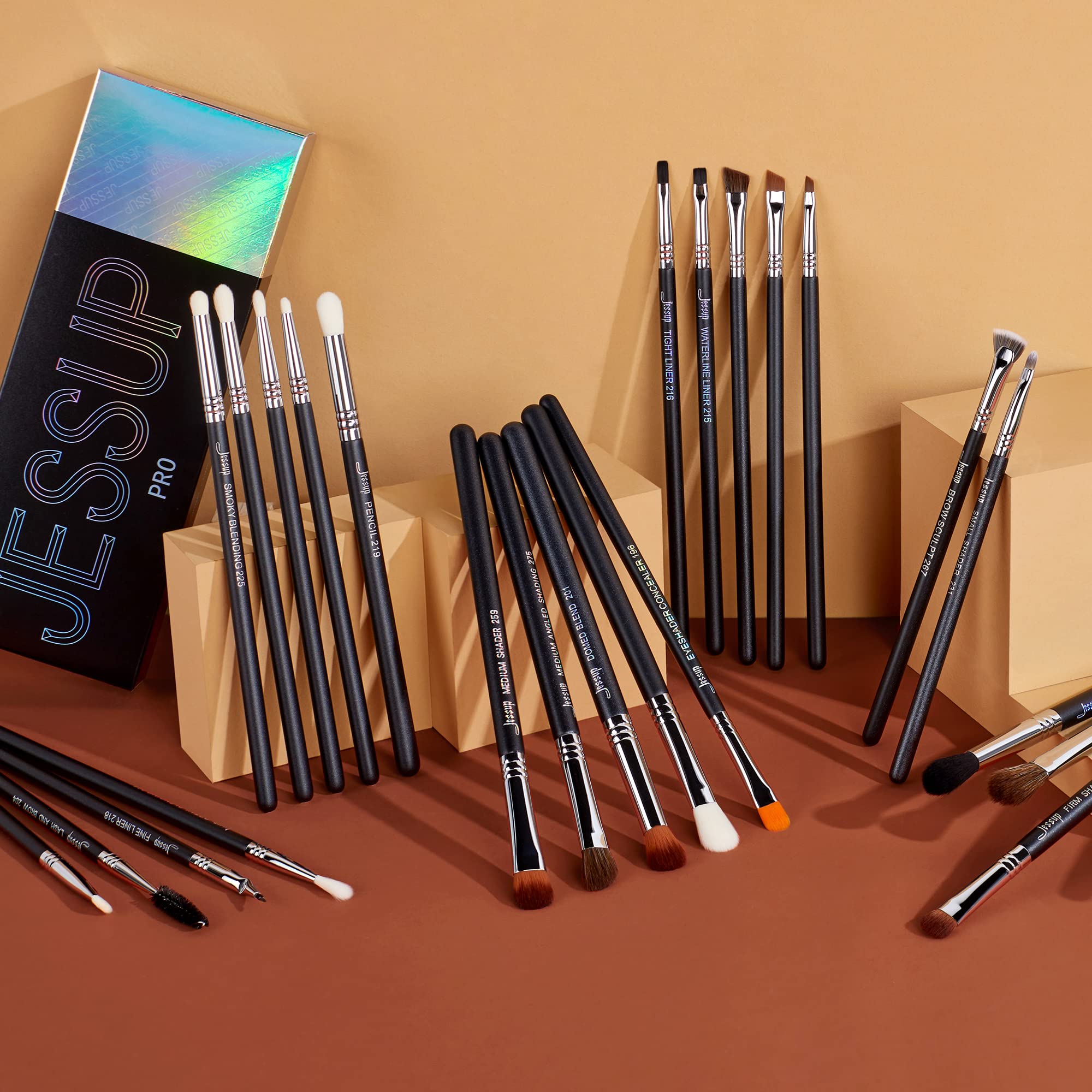 Jessup Pinselset Makeup Pinsel Lidschattenpinsel Set 28 Stk Augenpinsel Set Professionelles Augen Make Up Pinsel Set Augenpinselset Lidschattenpinselset Eyeshadow Eye Brush Set Schwarz Silber T341