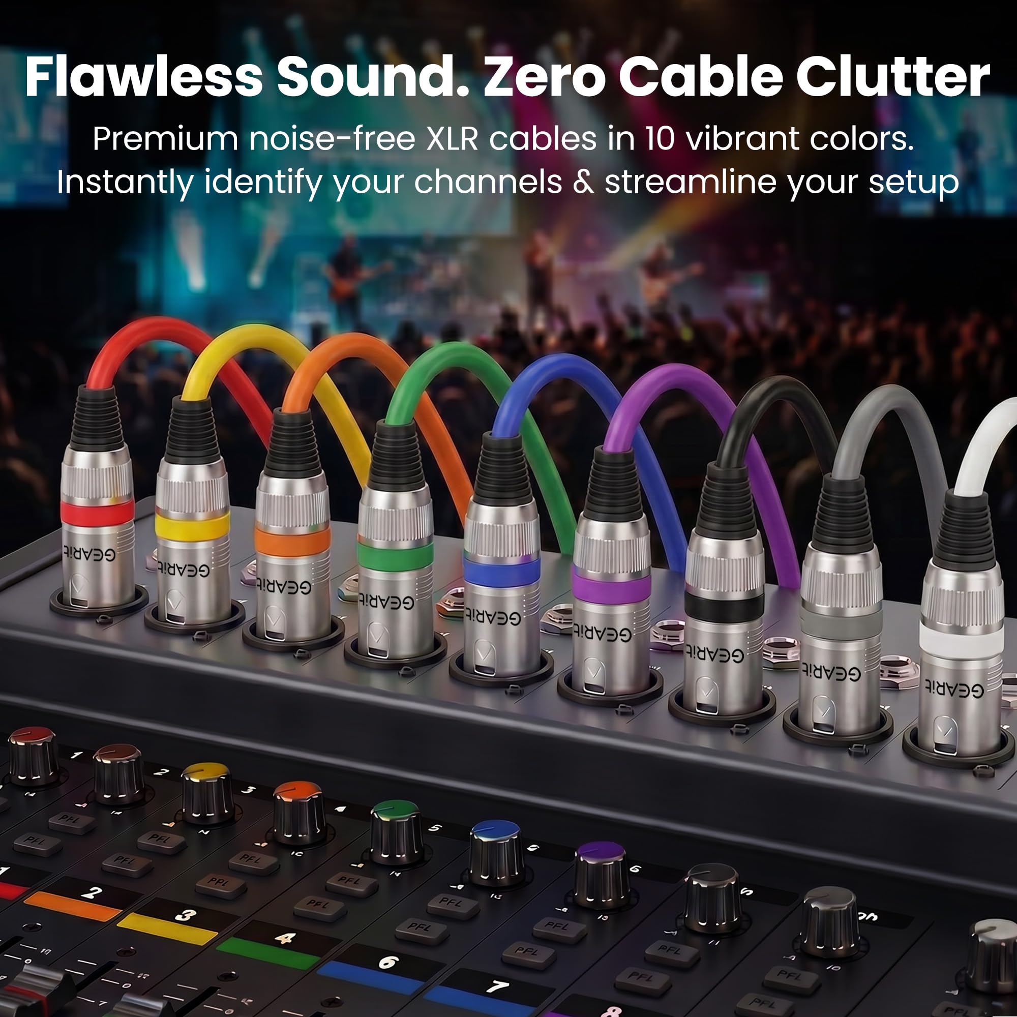 GEARit Cables XLR de 3 pies, paquete de 10 unidades, XLR macho a hembra, cable de micrófono blindado equilibrado con conductores de cobre para estudio de grabación, podcast, audio de escenario y