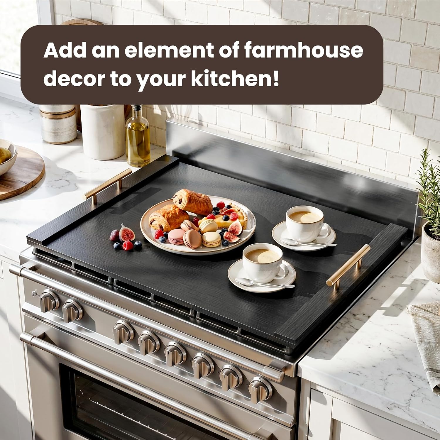 Noodle Board Stove Cover with Handles, 30 * 22 Inches Wooden Stove Top Cover for Electric Stove and Gas Burners, Kitchen Sink Cover for Counter Space & Tray