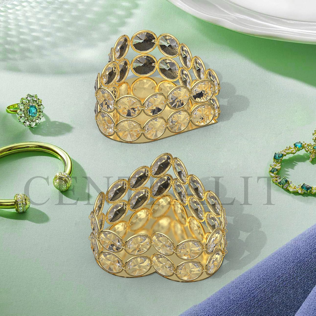 CentraLit Heart Gold Crystal Tea Light Candle Holders Votive Candle Holders, Tealight Holders Pillar Candle Stands Candle Centerpieces for Dining Table Wedding Party Home Decor (Gold (Pack of 2))