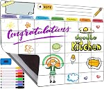 Magnetic Dry Erase 2026 Calendar Kit, 4 Pack Feela Magnetic Whiteboard Calendar for Refrigerator Includes 2 Large 17''x13'' Monthly Chalkboard 1 Grocery List 1 DIY Note for Home Office