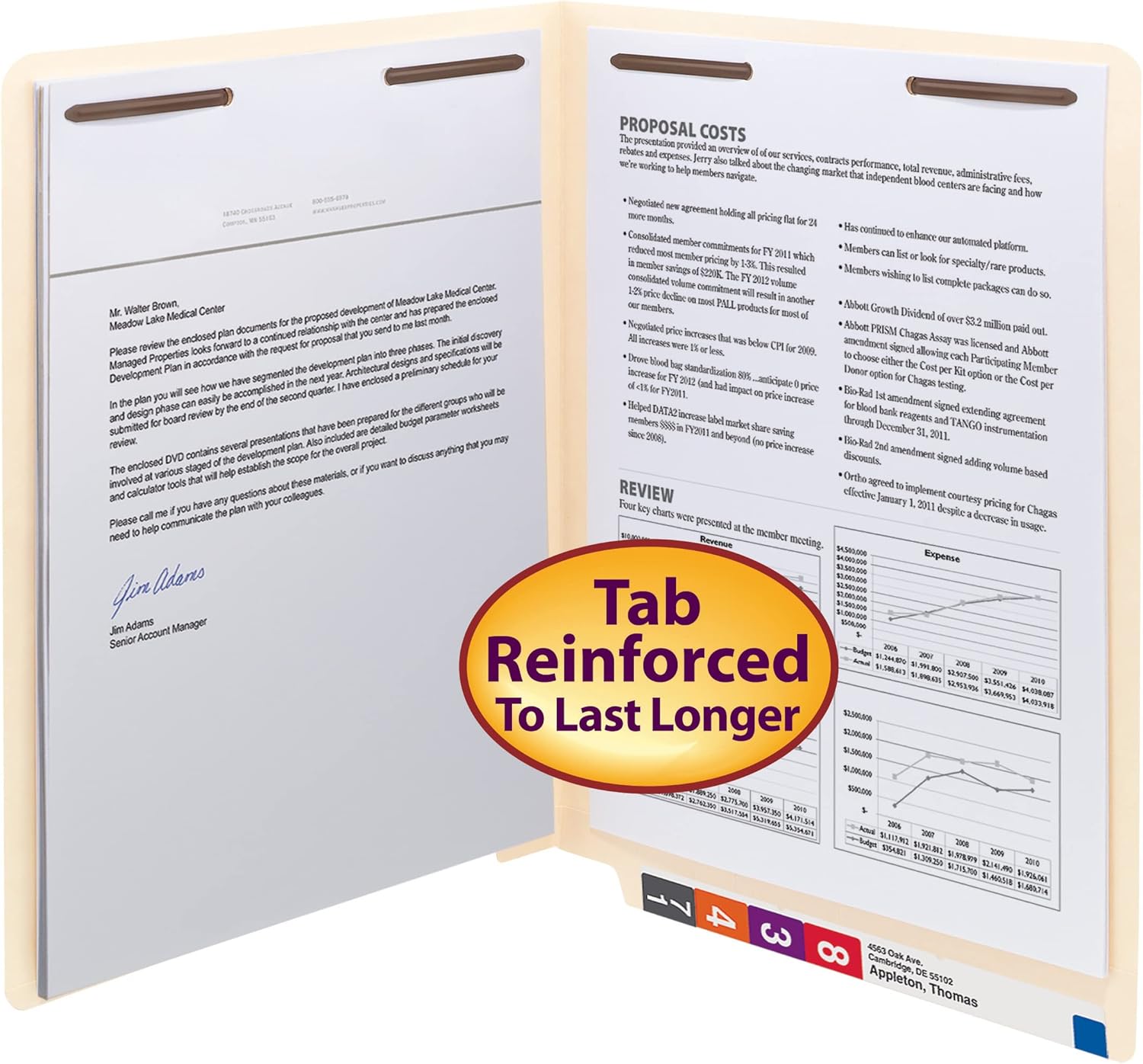 Smead End Tab Fastener File Folder with Shelf-Master Reinforced Straight-Cut Tab, 2 Fasteners, Letter Size, Manila, 50 per Box (34115)