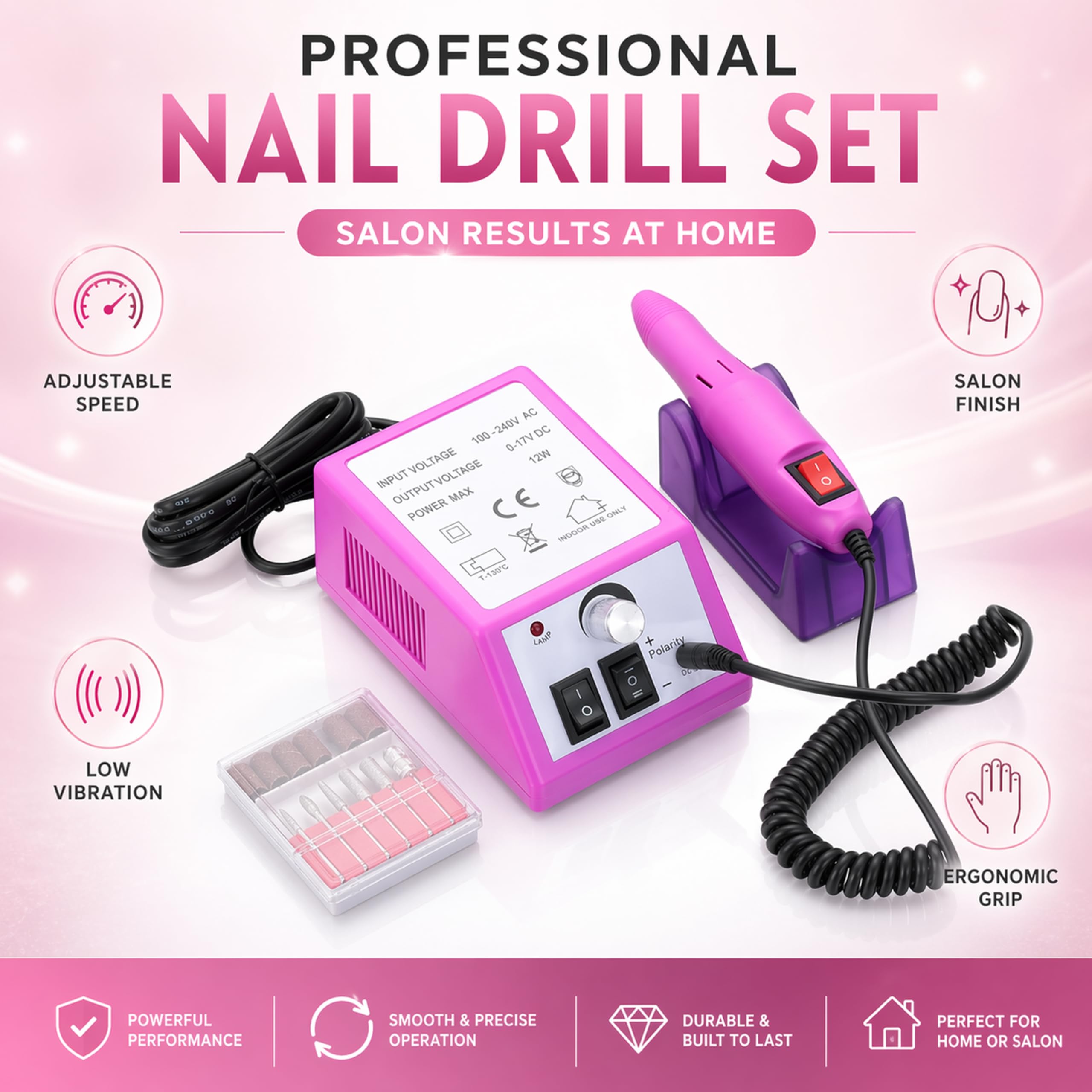 BOLT BEE Electric Nail File Drill Machine for Manicure & Pedicure