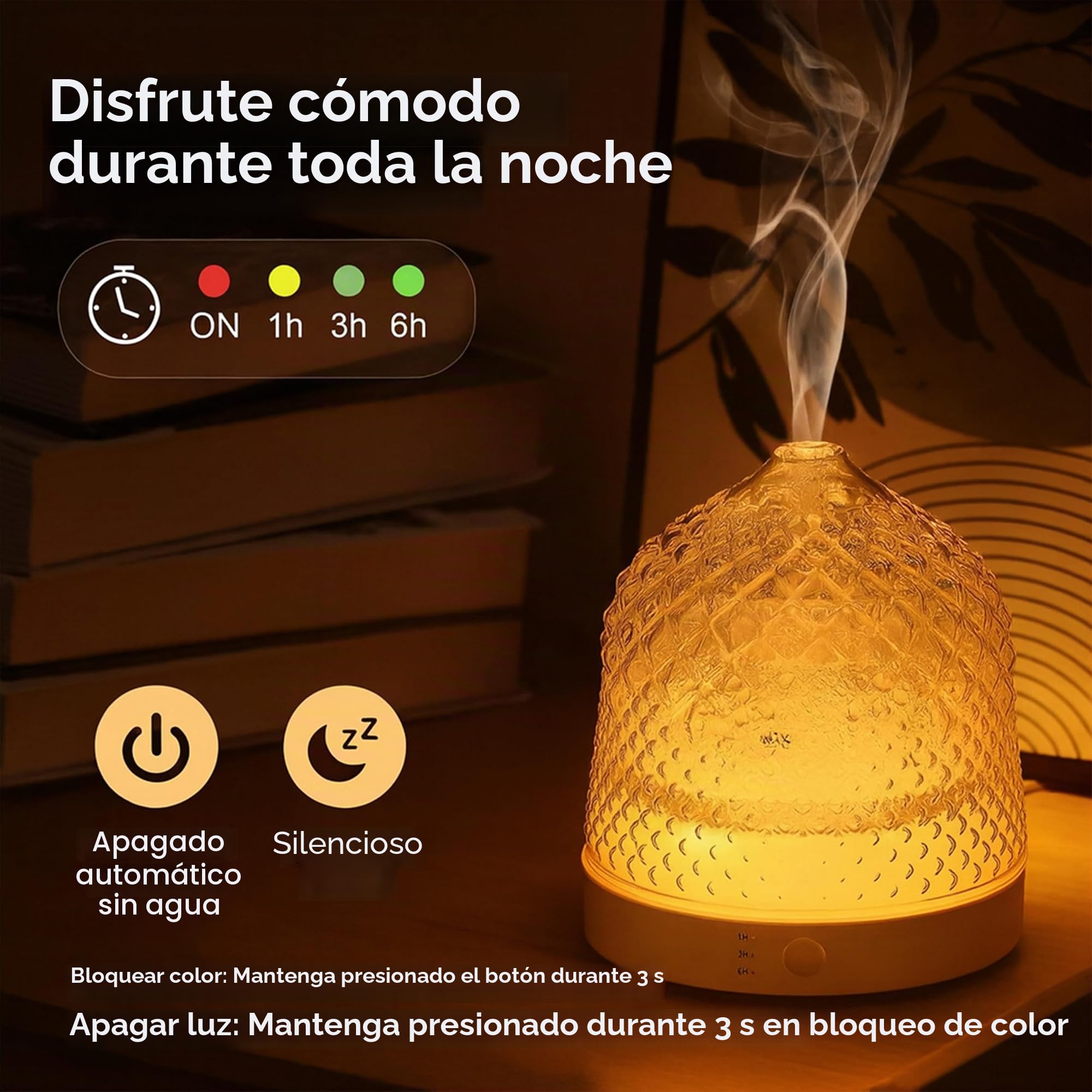 ALMA Difusor y humidificador de aceites Esenciales con depósito de Cristal de 200 ml - aromaterapia Elegante con Vidrio, iluminación LED de Ambiente, 10 Horas de Niebla tranquilizadora (Gold Rose)