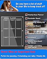 Vista 2 de Calendario acrílico magnético transparente para refrigerador, calendario magnético reutilizable para nevera, pizarra de borrado en seco, tablero