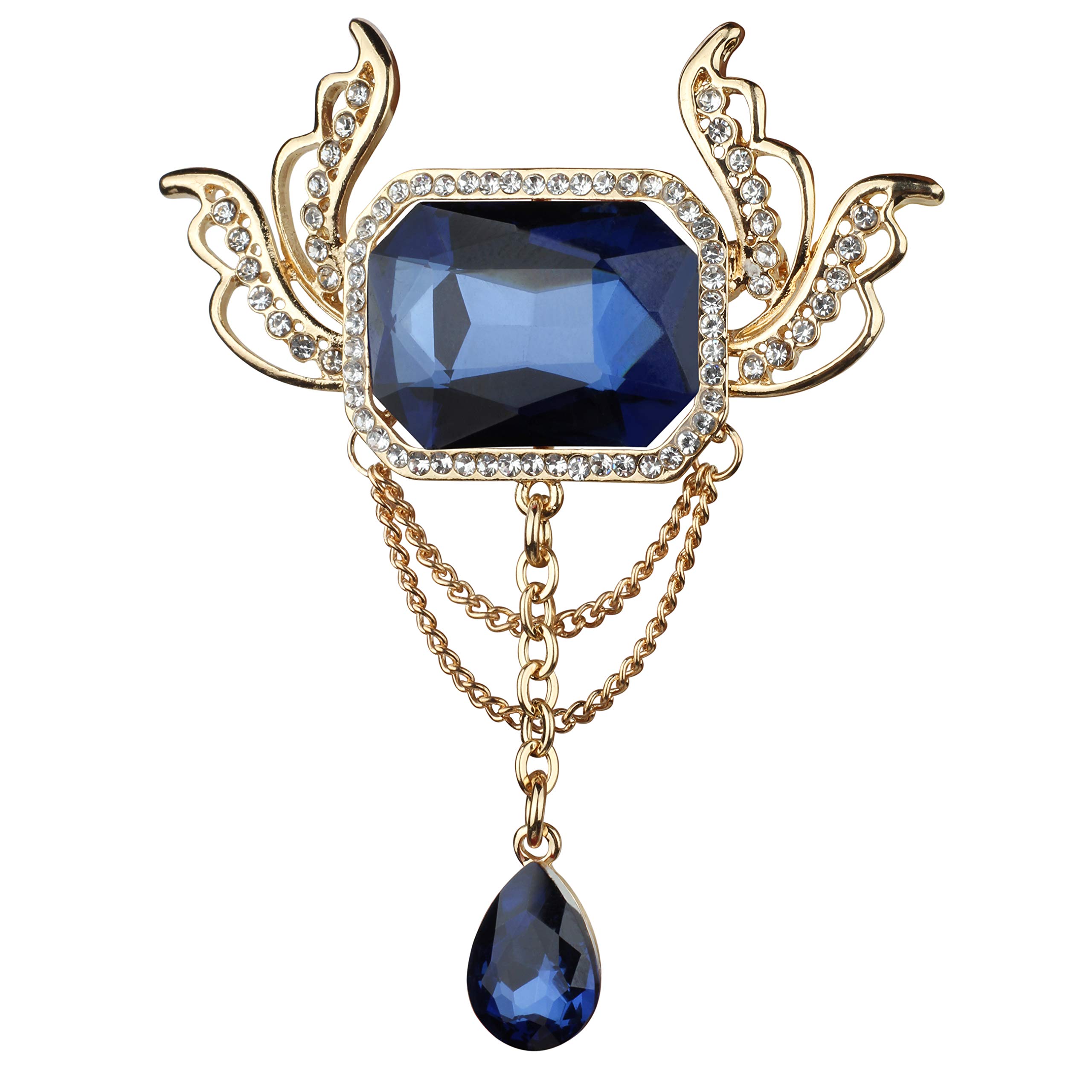 Panjatan Shimmering Crystal Wing with Golden Chain Stud Pin Brooch for Men|Women|Girls (B07W6QZ4BL) Amazon Price History, Amazon Price Tracker
