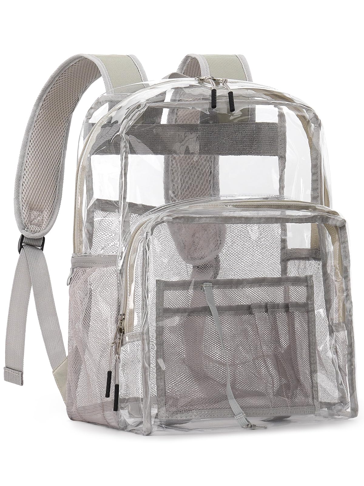 Zaino trasparente per la scuola, 17 pollici grande resistente TPU trasparente Bookbag per ragazzi ragazze adulti per college casual, Grigio, Large, Trasparente