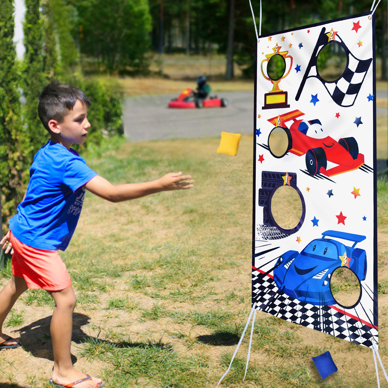 Buy Racing Car Toss Game Banner with 3 Bean Bags Race Car Theme Party Games Supplies for Kids