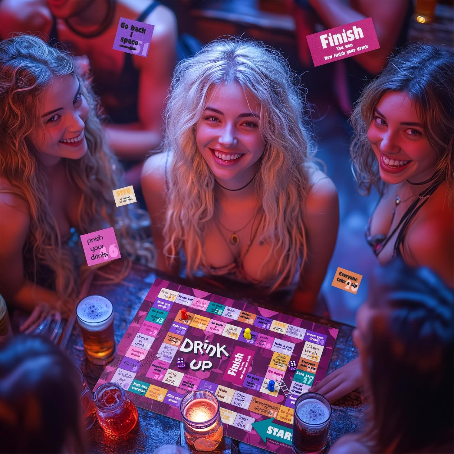 Drinking Games,Leather Mat Drinking Board Game for Adults,Interactive Girls Night Drinking Games,Bachelorette Party Games,Age 21+,2-8 Players