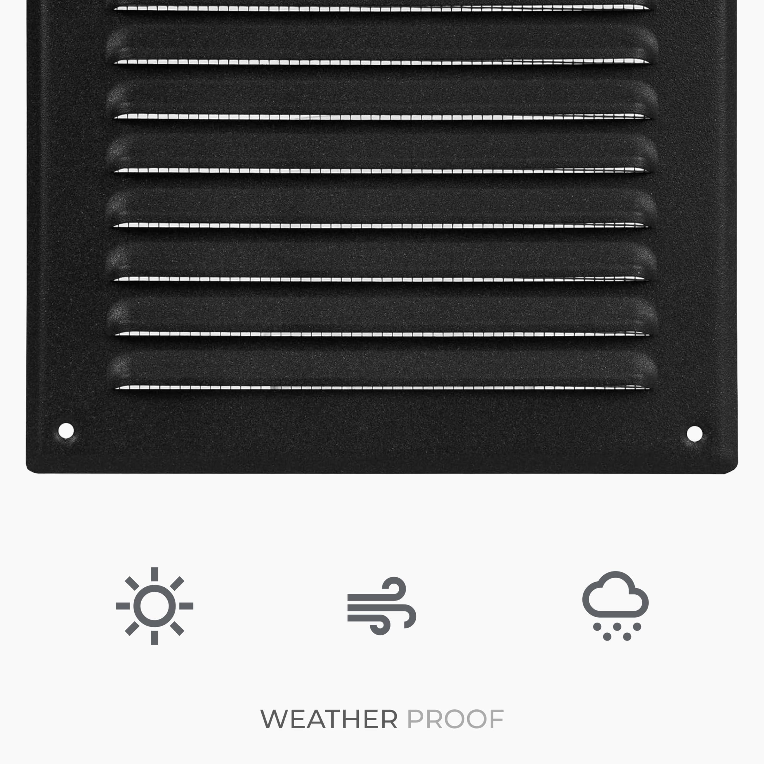 Grille d'aération carrée en acier inoxydable noir de 15,2 x 15,2 cm – Grille de retour d'air à persiennes CVC – Écran de protection intégré – Échange d'air frais dans votre maison
