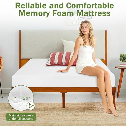 Miniatura 6 de BLKMTY Colchón Queen de 80 x 60 x 8 pulgadas, colchón de espuma viscoelástica de gel de 8 pulgadas para sueño fresco, colchón suave de firmeza