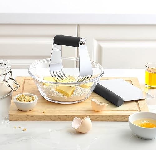 Miniatura 9 de Spring Chef Batidora de masa y herramienta de corte de repostería, licuadora de repostería de acero inoxidable y raspador de banco para pizza,