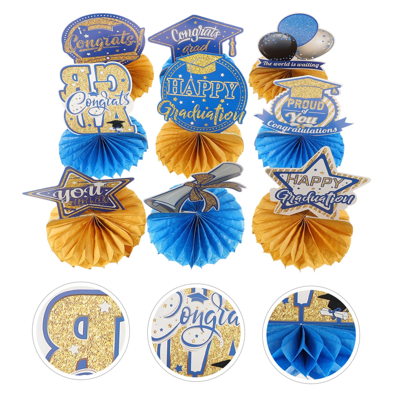 TOPBATHY 3 Sätze Abschluss-waben-ornament Hochzeit Goldene Tischdekorationen Zum Abitur Schreibtisch Dekoration Home Decor Tischdekoration Für Party Wabenkugeldekore Papier Blue 9 Stück * 3