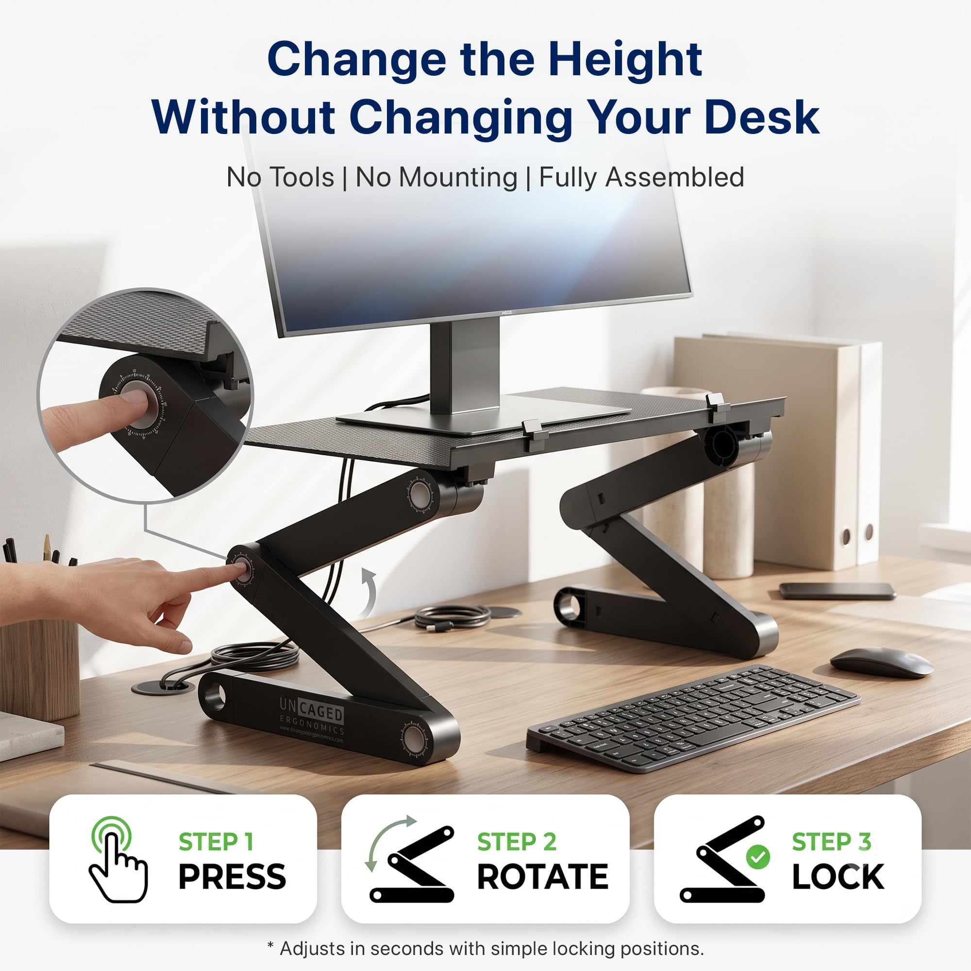ブラック ディスプレイモニター 本体&スタンド Amazon.co.jp: Uncaged Ergonomics WorkEZ 調節可能なモニタースタンド