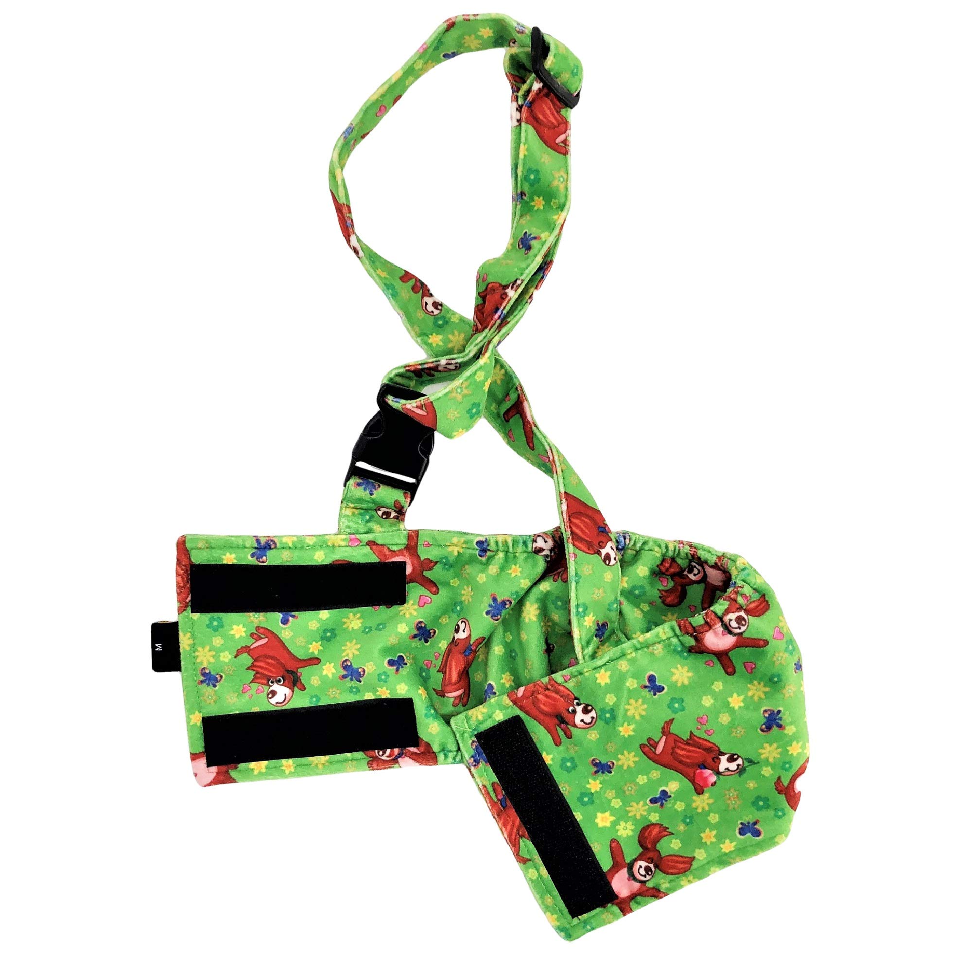 Hundewindel für männliche Jungen, Bauchband, wiederverwendbar, waschbar, mit Hosenträgern, weiches Fleece (Größe M: Taille 33 cm – 40,6 cm, grüner Hund)