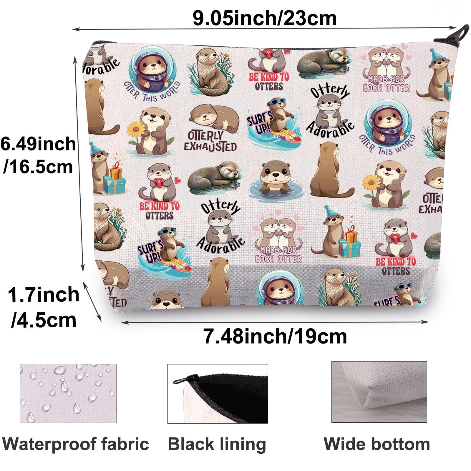 BWWKTOP Cute Otter Makeup Bag Otters Lover Gift Be Kind To Otters Travel Toiletry Bag Sea Otter Merchandise (Otter)